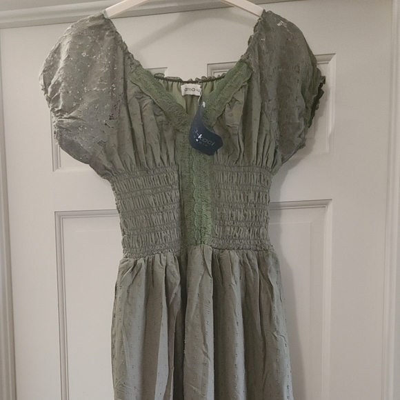 Anna Kaci boho green dress, NWT L Flowy - Picture 1 of 3